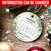 Personalized First Christmas Married Ornament Couple Christmas Double Sided Ceramic Ornaments with Photo Picture Wedding Marriage Custom Gift for Couple Newlywed Xmas Tree Decorations
